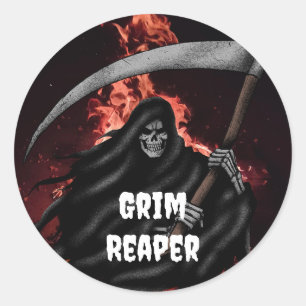 Grim Sensenmann Feuer Inferno Halloween Degien Sti Runder Aufkleber
