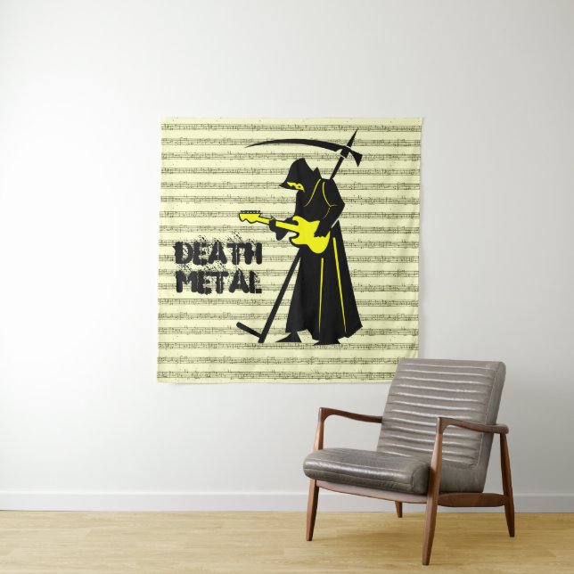 Grim Sensenmann Gitarre ☠️ Gothic Skull Design Wandteppich (Beispiel)