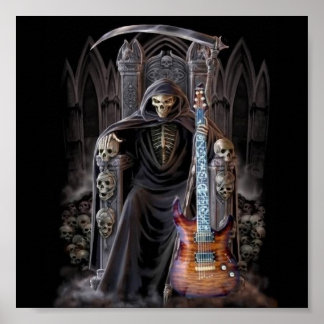 Grim Sensenmann Guitar in Hell Poster