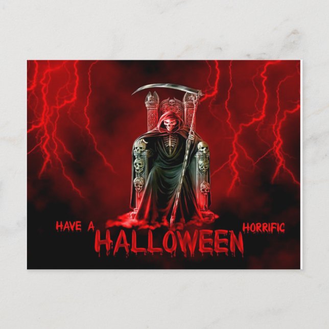 Grim Sensenmann Halloween Gruß Postkarte (Vorderseite)