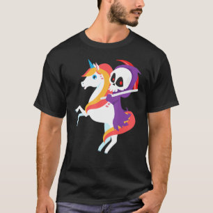 Grim Sensenmann Riding Unicorn Niedlich Skelett Ha T-Shirt