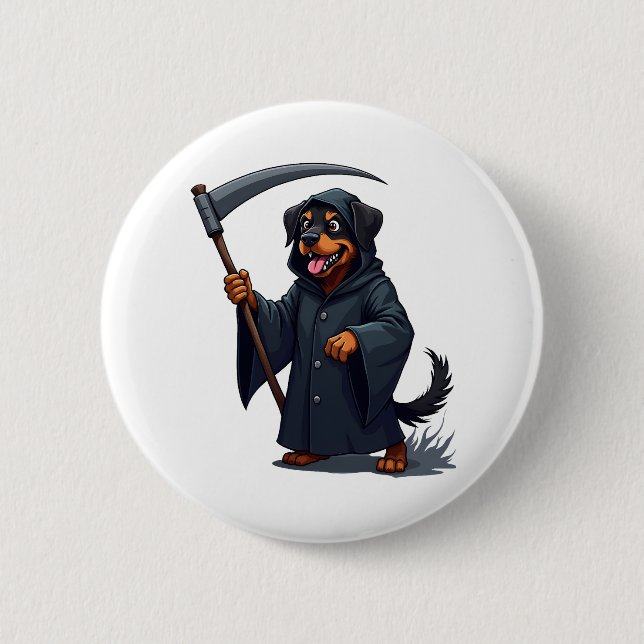 Grim Sensenmann Rottweiler Dog Button (Vorderseite)
