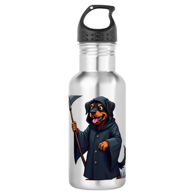 Grim Sensenmann Rottweiler Dog Edelstahlflasche (Vorderseite)