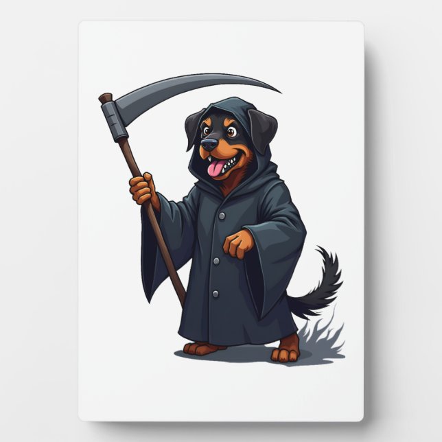 Grim Sensenmann Rottweiler Dog Fotoplatte (Vorderseite)