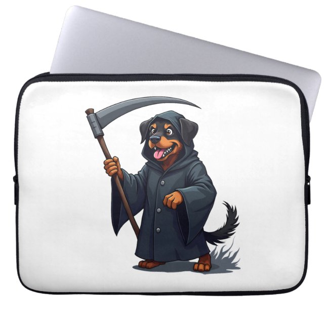 Grim Sensenmann Rottweiler Dog Laptopschutzhülle (Vorderseite)