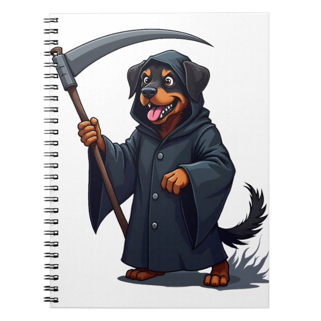 Grim Sensenmann Rottweiler Dog Notizblock (Vorderseite)
