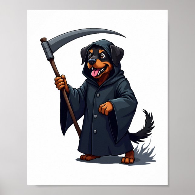 Grim Sensenmann Rottweiler Dog Poster (Vorne)