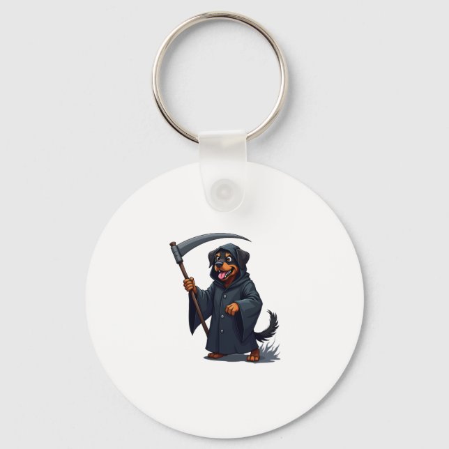 Grim Sensenmann Rottweiler Dog Schlüsselanhänger (Vorderseite)