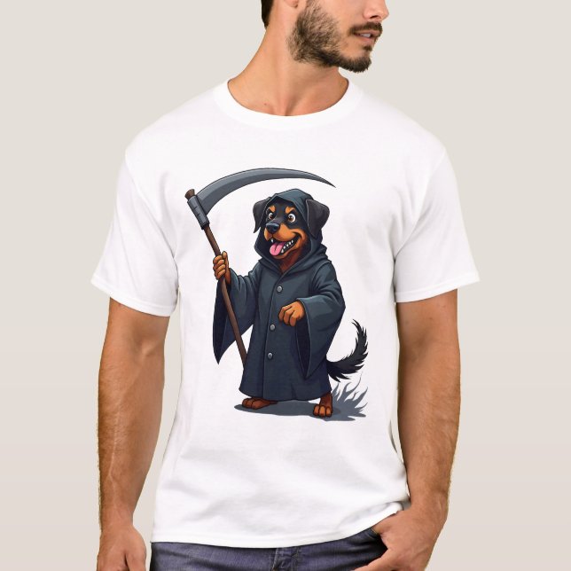 Grim Sensenmann Rottweiler Dog T-Shirt (Vorderseite)