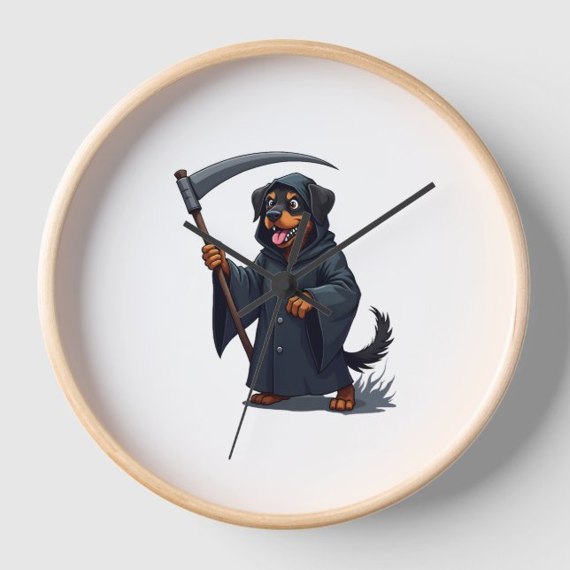 Grim Sensenmann Rottweiler Dog Uhr (Vorderseite)