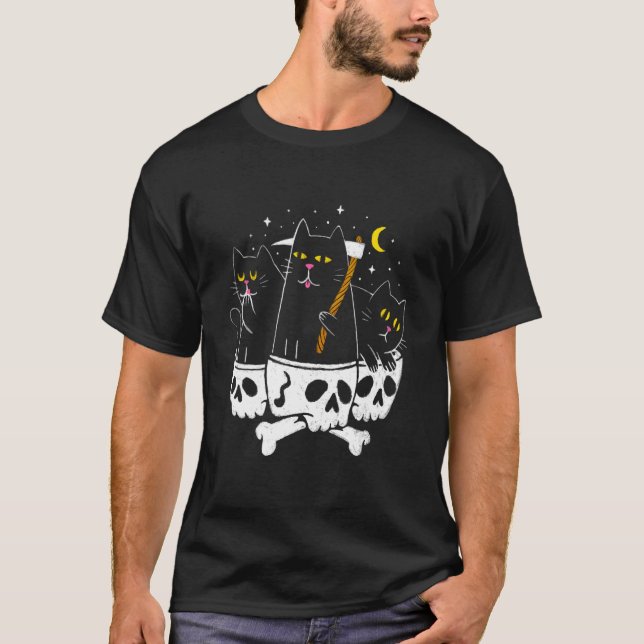 Grim Sensenmann Satan Cat Demonic Evil Devil Occul T-Shirt (Vorderseite)