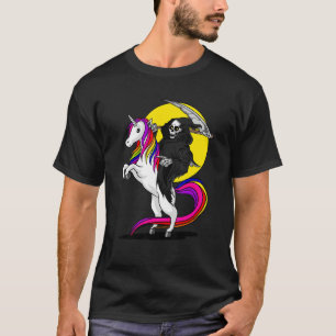 Grim Sensenmann Skeleton Totenrennen Einhorn Hallo T-Shirt