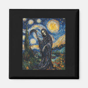 Grim Sensenmann Skeleton - Van Gogh Style - Starry Magnet