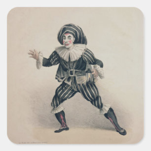 Grimaldi als Scaramouche, von der Commedia dell'Ar Quadratischer Aufkleber