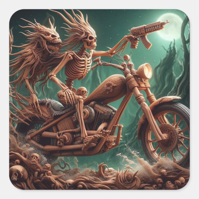 Grimbone und Skulldust montierten ihren großen Cho Quadratischer Aufkleber (Vorderseite)