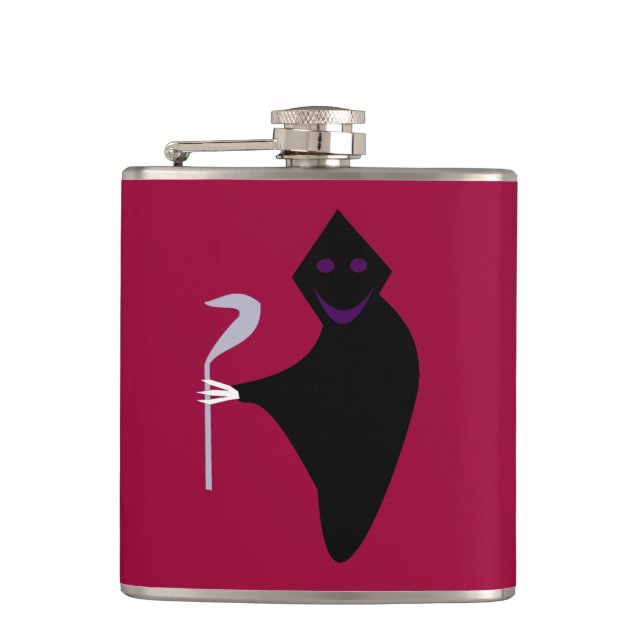 Grimischer Sensenmann Halloween Flask Flachmann (Vorderseite)