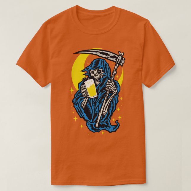 Grimischer Sensenmann mit Bier T-Shirt (Design vorne)