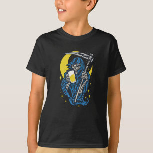 Grimischer Sensenmann trinken Bier T-Shirt