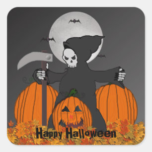 Grimmige Sensenmann-Halloween-Aufkleber Quadratischer Aufkleber