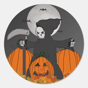 Grimmige Sensenmann-Halloween-Aufkleber Runder Aufkleber