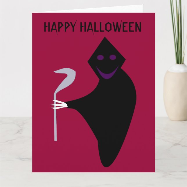 Grimmige Sensenmann Halloween-Karte Karte (Vorderseite)