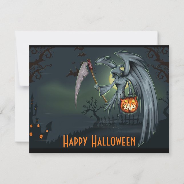 Grimmige Sensenmanngraveyard-Halloween-Einladung Einladung (Vorderseite)