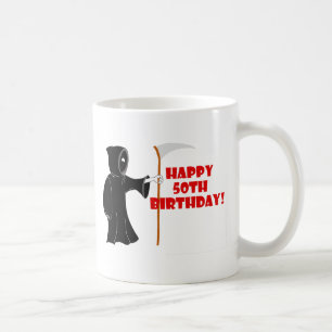 Grimmiger Sensenmann-50. Geburtstags-Tasse Kaffeetasse