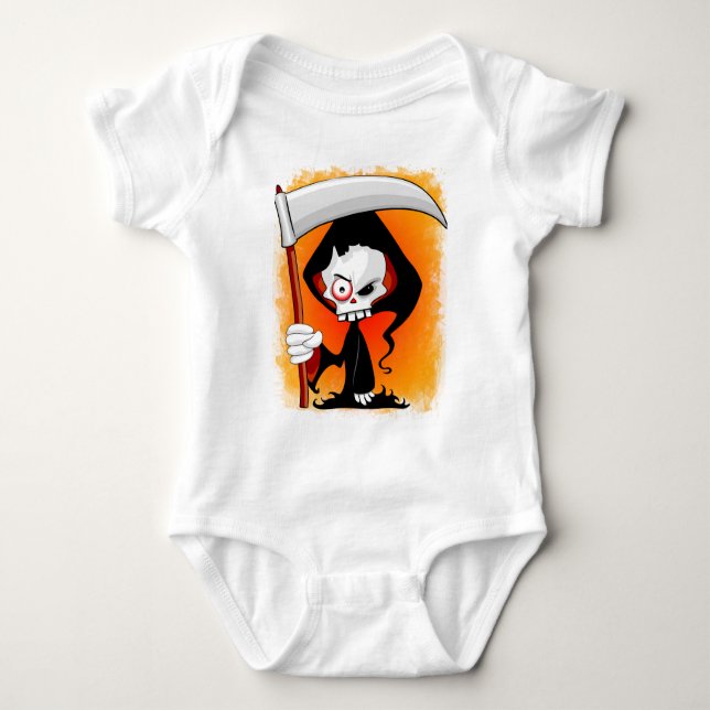 Grimmiger Sensenmann Cartoon Baby Strampler (Vorderseite)