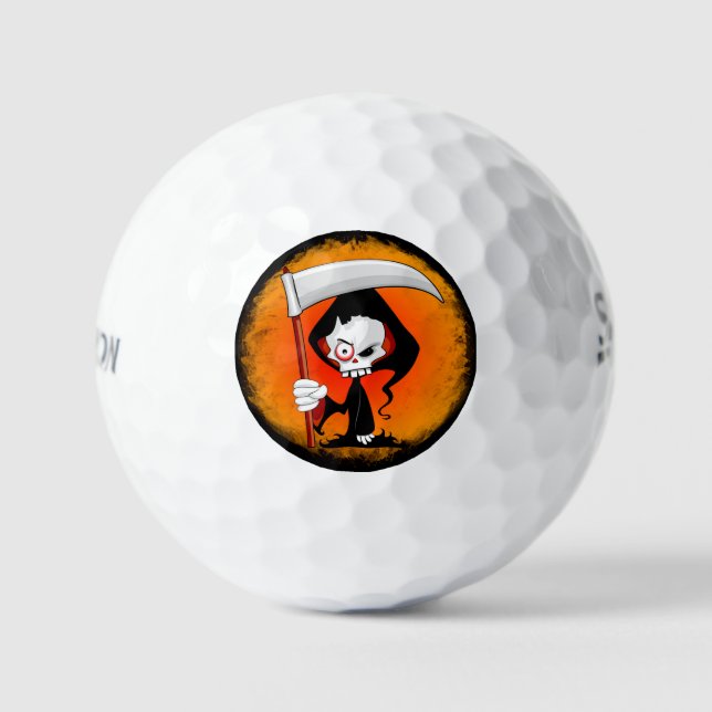 Grimmiger Sensenmann Cartoon Golfball (Vorderseite)