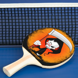 Grimmiger Sensenmann Cartoon Tischtennis Schläger