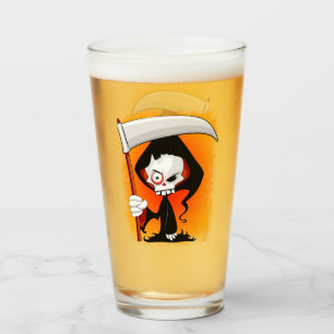Grimmiger Sensenmann Cartoon Wasserflasche Glas