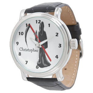 Grimmiger Sensenmann einfach Name hinzufügen Armbanduhr