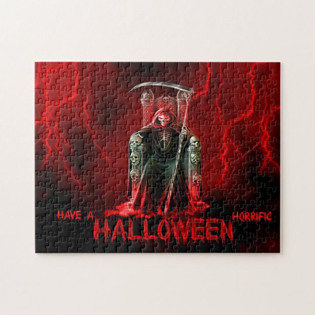 Grimmiger Sensenmann-Halloween-Gruß (Horizontal)