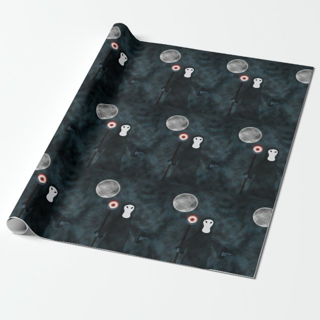 Grimmiger Sensenmann Halloween Night Moon Geschenkpapier (Ungerollt)
