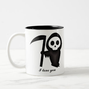 Grimmiger Sensenmann Ich Liebe, dass du Death Skel Zweifarbige Tasse