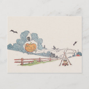 Grimmiger Sensenmann Jack O' Lantern Bat Campfire Postkarte