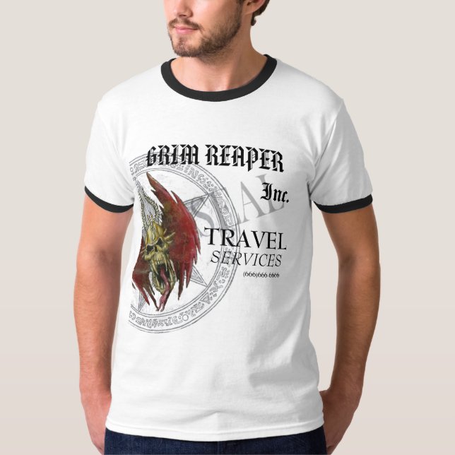 GRIMMIGER SENSENMANN, REISE-DIENSTLEISTUNGEN, AUCH T-Shirt (Vorderseite)