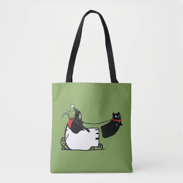 Grimmiger Sensenmann Santa Frohen Festtage Tasche (Vorderseite)