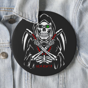 Grimmiger Sensenmann Scythe Death Skelettknochen H Button