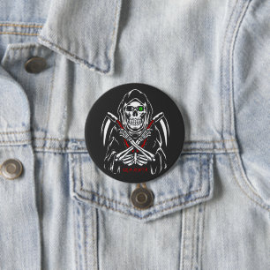 Grimmiger Sensenmann Scythe Death Skelettknochen H Button