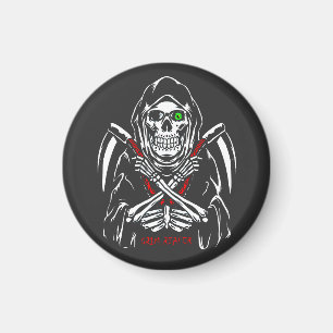 Grimmiger Sensenmann Scythe Death Skelettknochen H Magnet
