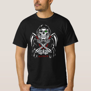 Grimmiger Sensenmann Scythe Death Skelettknochen H T-Shirt