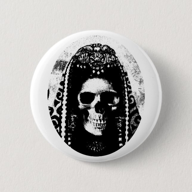 Grimmiger Sensenmann Skull-Design Button (Vorderseite)