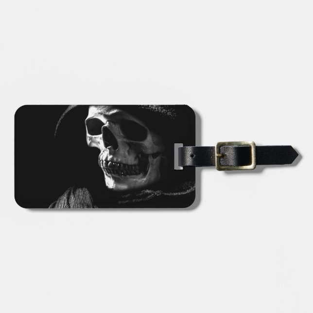 Grimmiger Sensenmann Skull Gepäckanhänger (Vorderseite horizontal)