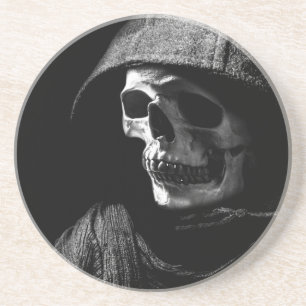 Grimmiger Sensenmann Skull Sandstein Untersetzer