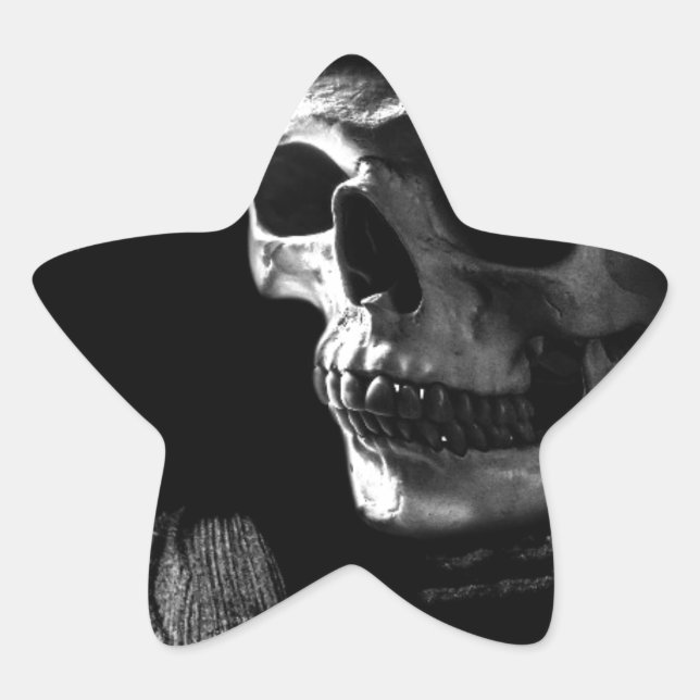 Grimmiger Sensenmann Skull Stern-Aufkleber (Vorderseite)