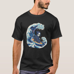 Grimmiger Sensenmann surfen Große Wellenreiter Män T-Shirt