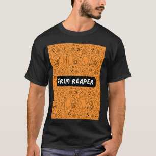 Grimmiger Sensenmann Tod Orange Paranormal Friedho T-Shirt