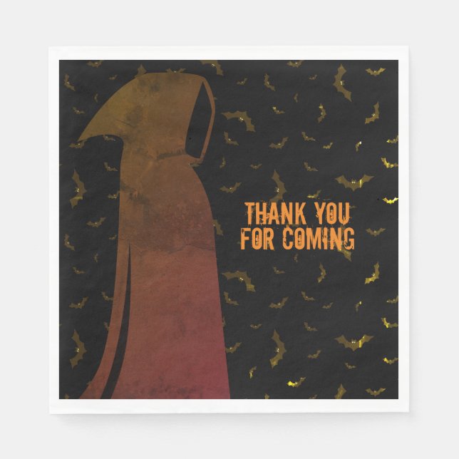 Grimmiger Sensenmann verhüllte, graue Fledermausai Serviette (Vorderseite)