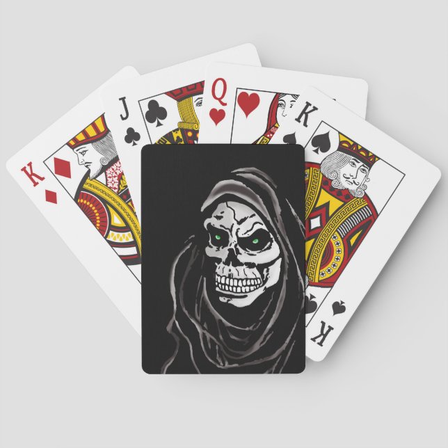Grimmiger TodesSensenmann Halloween-Schädelentwurf Spielkarten (Rückseite)